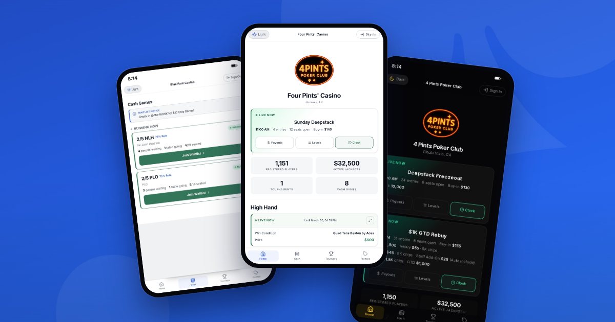 A club's player app on three phones